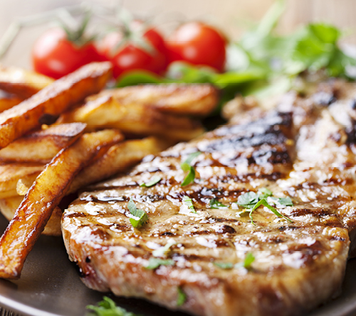 A classic steak and chips