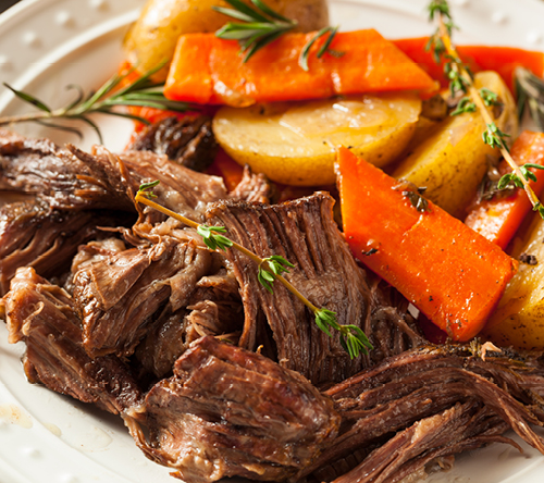 Slow cooked lamb and roast veggies