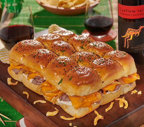 Pull Apart Roast Beef Cheddar Sliders Recipe yellow tail Wines US